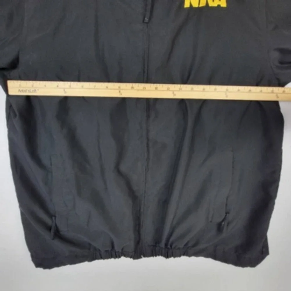 NRA Jacket Coat Men's XXL Black Yellow Solid Waist Length Pockets Embroidered